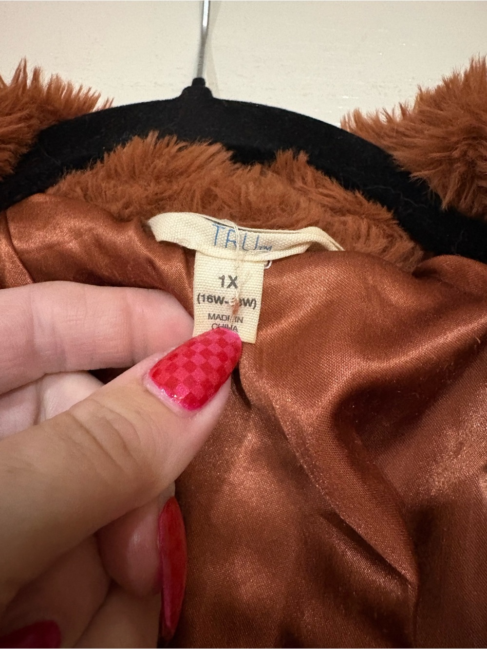 Time and Tru Women's Faux Fur Coat - Rust Brown - Picture 3 of 5